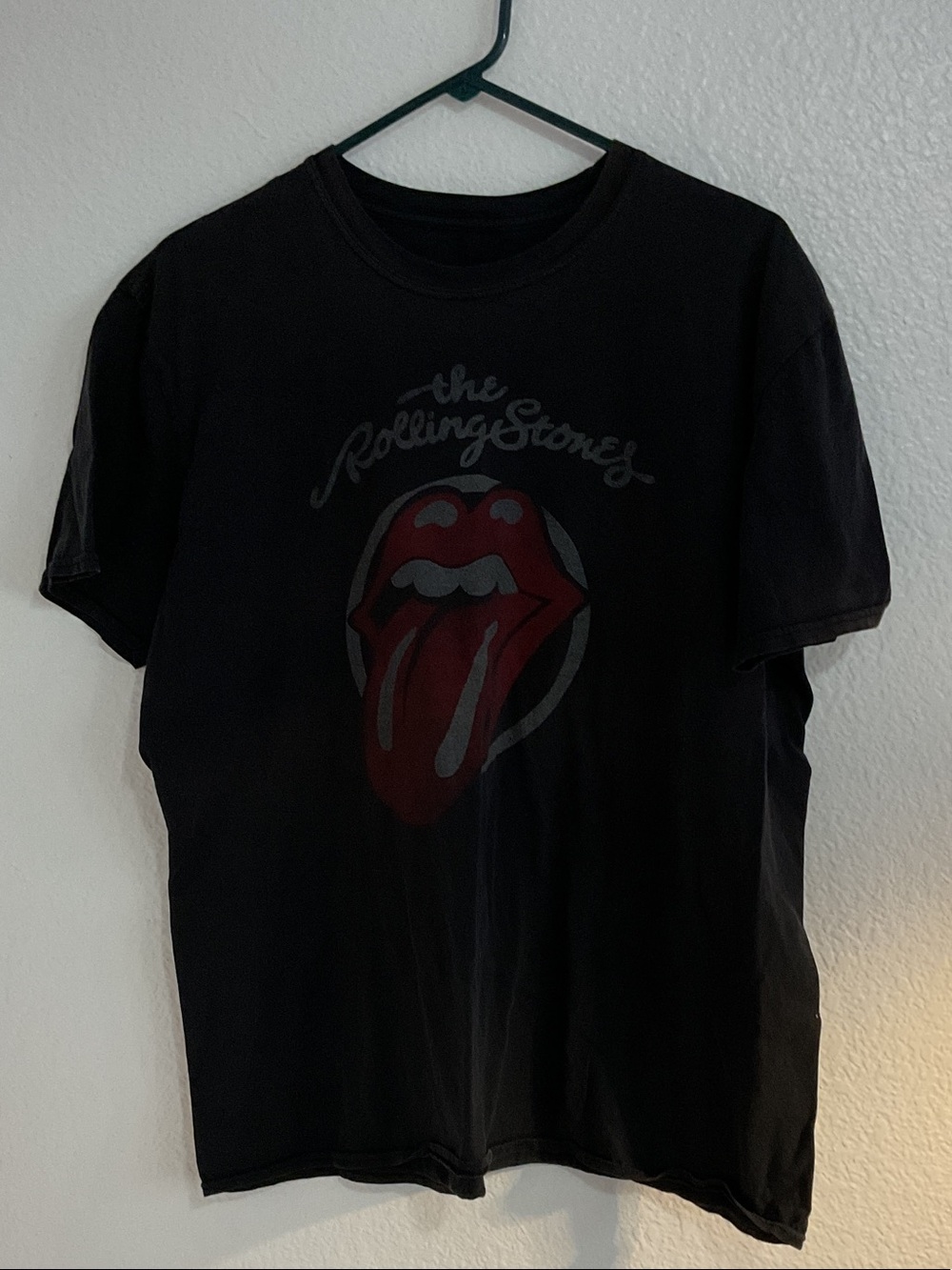 The Rolling Stones Black Tee with Red Tongue Graphic